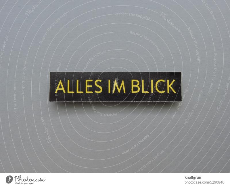 Alles im Blick alles im Blick Coolness Aufmerksamkeit Kontrolle übersichtlich Sicherheit beobachten Konzentration Wort Satz Buchstaben Wachsamkeit Interesse