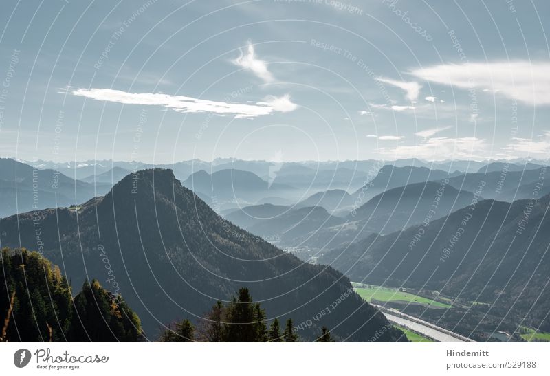 Zwei-Gipfel-Tour | Unterhalbderwasserwandblick Ausflug Berge u. Gebirge Umwelt Himmel Wolken Herbst Schönes Wetter Wiese Wald Hügel Felsen Alpen Fluss Inn eckig