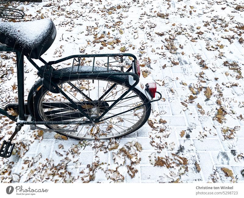 Fahrrad im Schnee Winter Freizeit & Hobby Mobilität Rad umweltfreundlich Fietse Leeze Verkehrsmittel Energie sparen sportlich emissionsfrei Sattel Umweltschutz