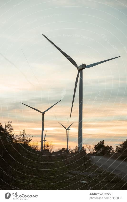 Windmühle gegen wolkenlosen blauen Himmel Natur Konstruktion Außenseite Kraft Struktur Blauer Himmel Umwelt Gebäude Industrie wiederverwendbar Spanien tagsüber