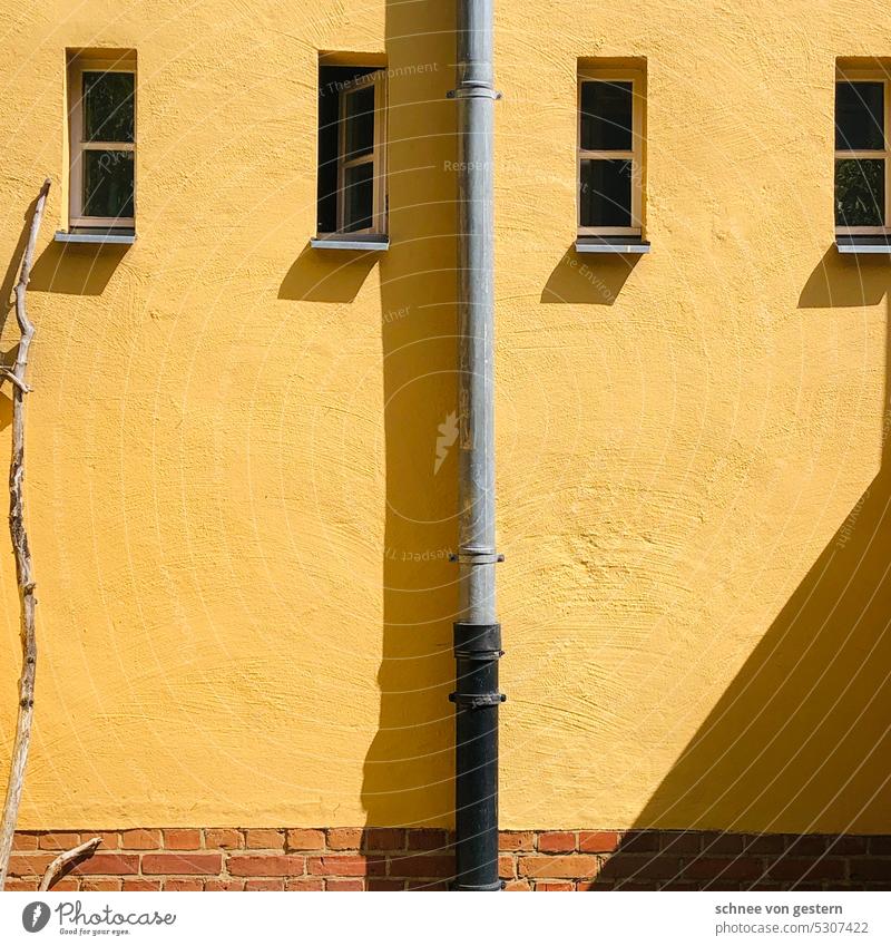 Sonnenverwöhnte Regenrinne Haus Architektur Fenster Gebäude Himmel Wand Ruine Dach Flur verwachsen Treppe Farbfoto Tag Bauwerk alt Außenaufnahme Stadt Tür