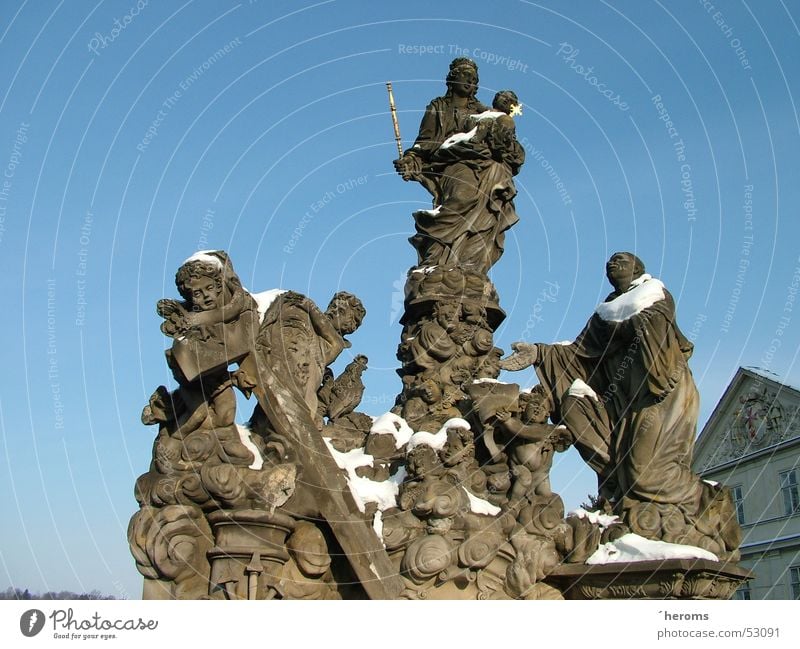 Karlsbrücke Prag Winter Statue carlsbrücke Schnee