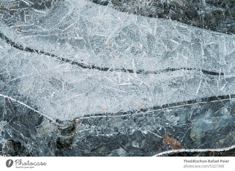 Vereister fluss - Eismuster Schnee Winter kalt weiß Farbfoto kalte jahreszeit nass Detailaufnahme Makroaufnahme fragil Muster vereist Fluss vereister Fluss