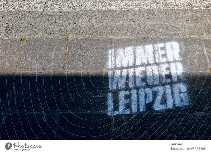 Immer wieder Leipzig Fussball DFB Pokal Graffiti Fußballfans Sport Ballsport Erfolg Sportveranstaltung Asphalt Straße Gehweg anfeuern Freizeit & Hobby