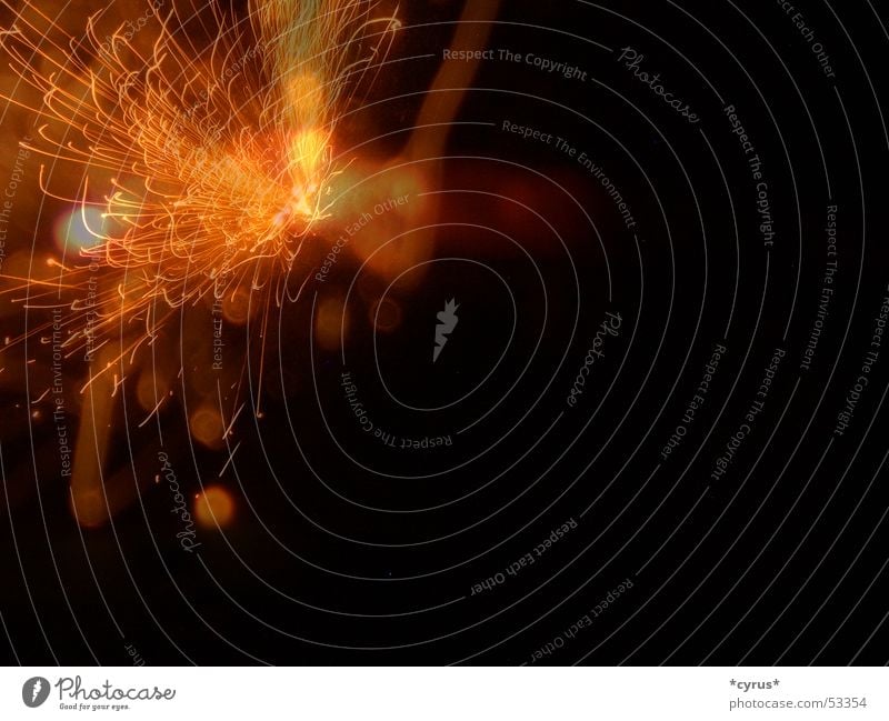 Funken Feuerwerk gelb Zündschnur Brand Lampe