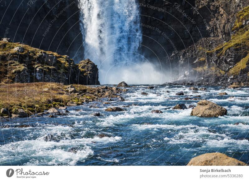 Wildes Wasser Gufufoss Wasserfall fjadara Fluss seydisfjördur Island Islandreise nordisch Steine Tourismus reisen Urlaub vulkanisch Basalt Klippen Europa