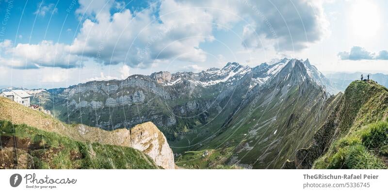 Berge in Abenddämmerung Felsen Schweiz Appenzellerland Stein wandern touristisch Außenaufnahme Tourismus Berge u. Gebirge Farbfoto schweiz alpstein