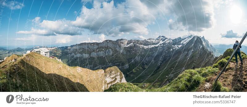 Berge in Abenddämmerung Felsen Schweiz Appenzellerland Stein wandern touristisch Außenaufnahme Tourismus Berge u. Gebirge Farbfoto schweiz alpstein