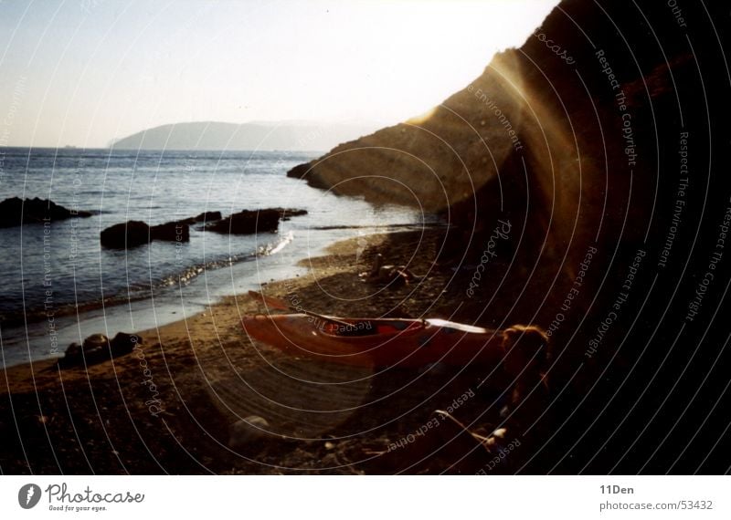 Elba Strand Meer Kanu Insel Wasser Sonne orange.