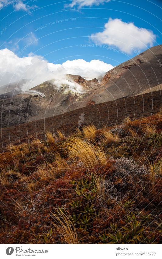 Tongariro bricht aus Natur Landschaft Urelemente Erde Himmel Frühling Schönes Wetter Wind Hügel Felsen Berge u. Gebirge Gipfel Vulkan Mount Tongariro