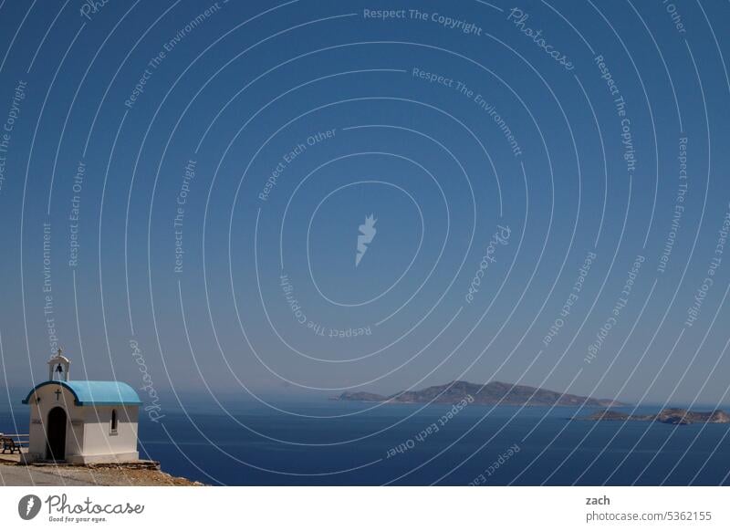 Wo die Kapelle spielt Meer Kykladen Naxos Insel Mittelmeer Griechenland Ägäis Himmel Schönes Wetter Religion & Glaube blau Wasser Küste Kirche Orthodoxie