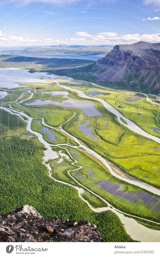 Rappadalen II Natur Landschaft Schönes Wetter Moor Sumpf See Bach Delta ästhetisch außergewöhnlich gigantisch hoch unten grün Stimmung Weisheit Senior