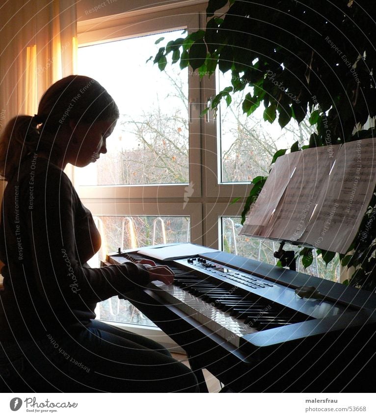 spielende Hände Licht Abenddämmerung Hand Klavier Musik spielendes mädchen