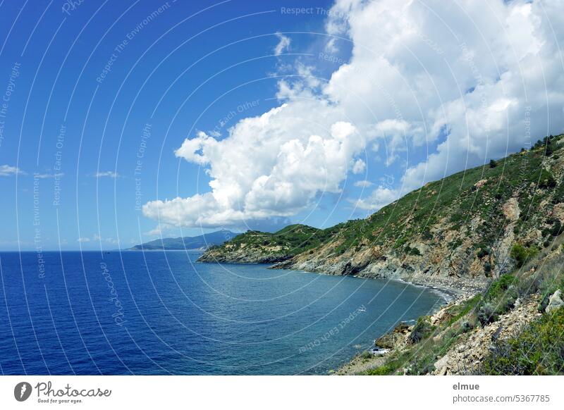 Elba - Küste im Südosten Mittelmeer Ginevro Italien Meer Thyrrenisches Meer Toskanischer Archipel Insel Wald Blog Südostküste Provinz Livorno Schönwetterwolken