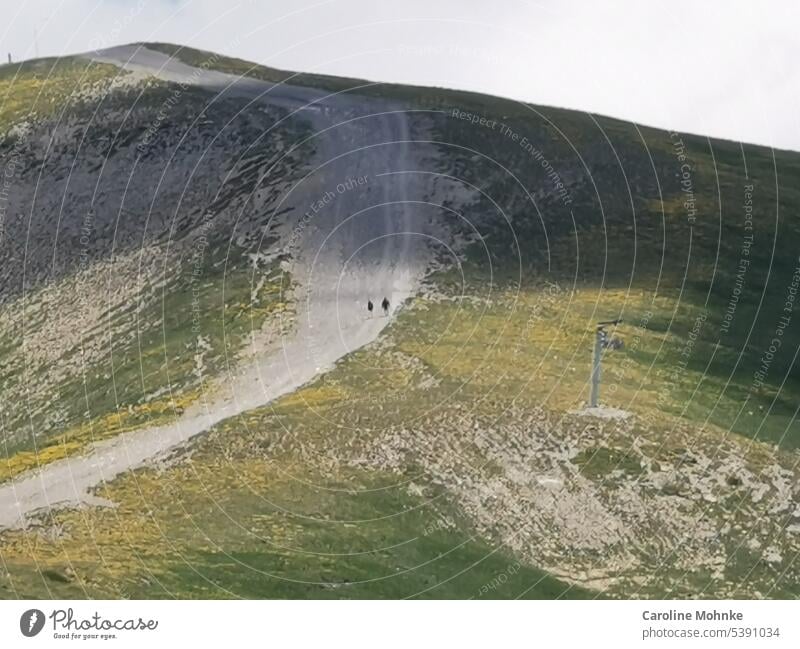 Zwei Wanderer am Cry d`Er Schweiz Wallis wandern Kanton Wallis Berge u. Gebirge Gipfel Tourismus Wolken Landschaft Farbfoto Alpen Felsen alpin Alpinismus Höhe