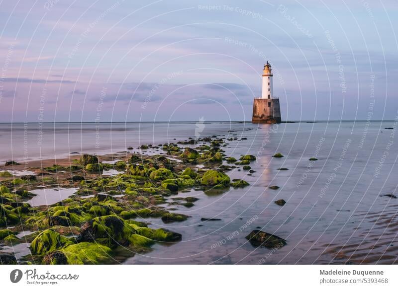 Rattray Head Leuchtturm, Schottland Insel UK Vereinigtes Königreich Grossbtitannien Königreich Schottland Meer Wasser Ebbe Flut Gezeiten Sonnenunergand