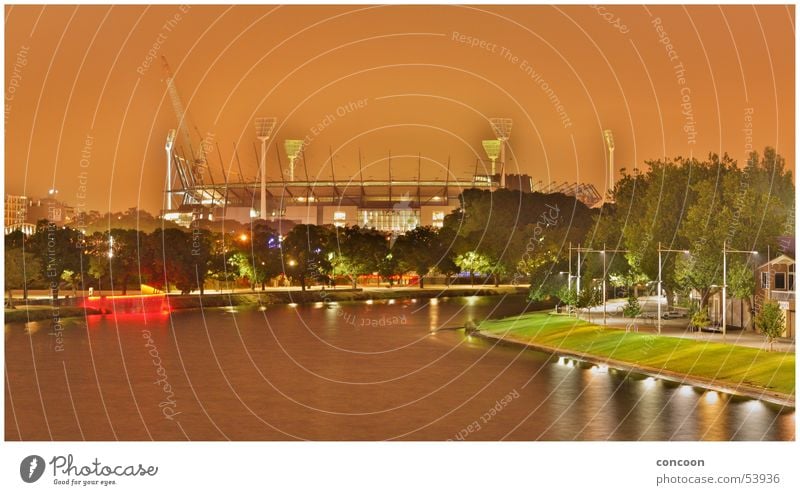 Melbourne Cricket Ground Nacht Sommer Australien yarra river princes walk botanical gardens Lampe Licht