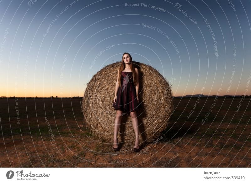 Ackerbau & Viehzucht elegant Sommer Mensch feminin Junge Frau Jugendliche 1 18-30 Jahre Erwachsene Landschaft Erde Himmel Wolkenloser Himmel Mode Bekleidung