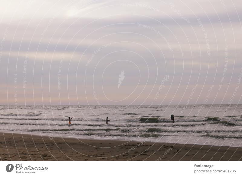 Strand in Cadzand Strang rosa sonnenuntergang holländisch wellen Kinder spielen