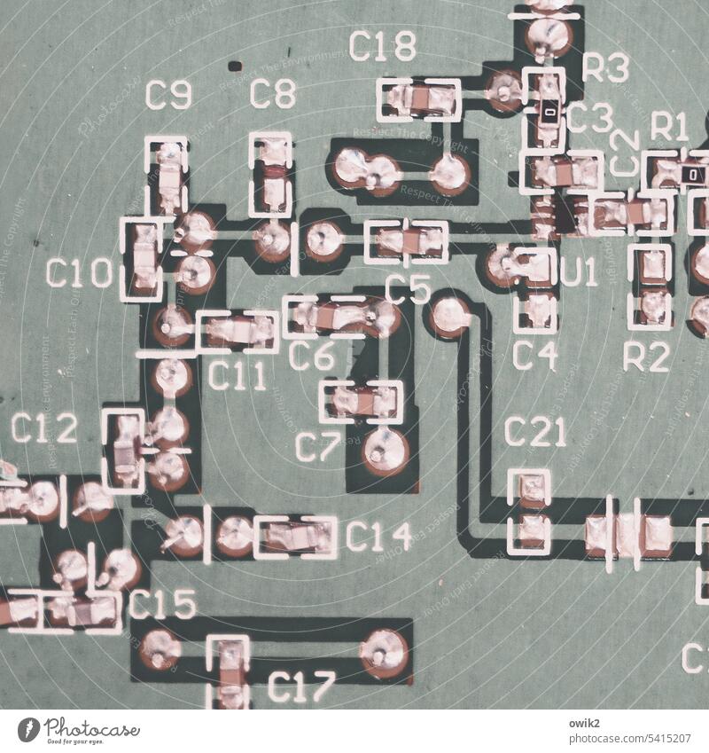 Plattenbau Platine Elektrisches Gerät Technik & Technologie Elektronik Nahaufnahme Mikrochip Hardware Informationstechnologie Prozessor Motherboard digital