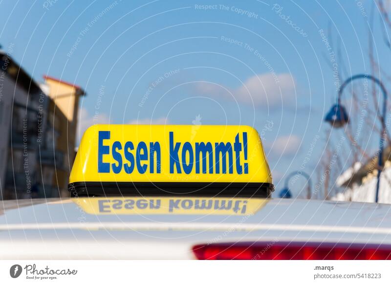 Essen kommt! essen auf rädern Lebensmittel Essen und Trinken Schriftzeichen Schilder & Markierungen Autodach Hinweisschild Lebenshilfe Senior liefern Lieferung