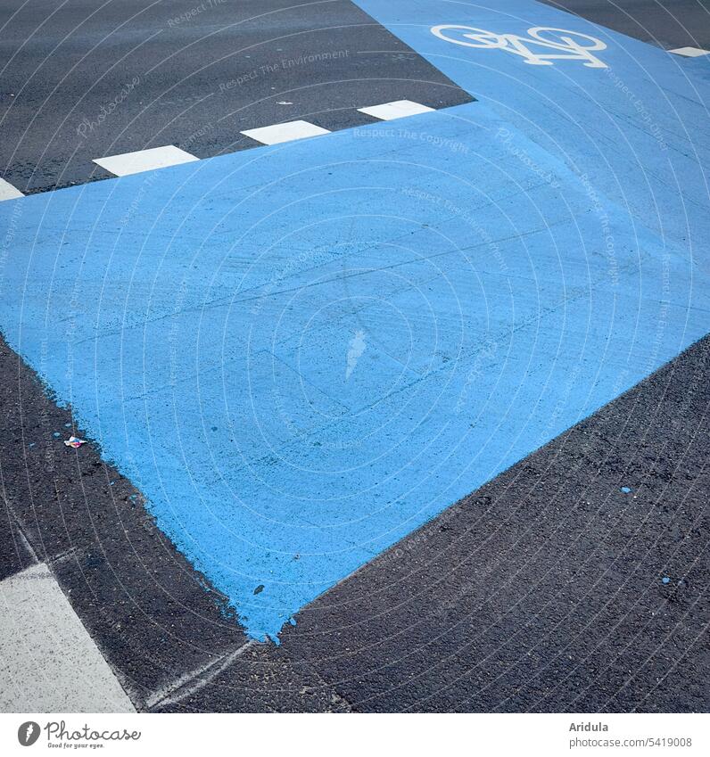 Blauer Fahrradweg Fahrradstraße Straße Verkehr Straßenverkehr Wege & Pfade Verkehrsmittel Mobilität Stadt Verkehrswege Rad Kopenhagen blau umweltfreundlich