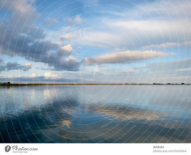 Ostseelagune bei Kopenhagen Lagune Himmel Woljen Abend Sonnenuntergang Meer Wasser schön klar Landschaft Natur Horizont Abenddämmerung Wasseroberfläche