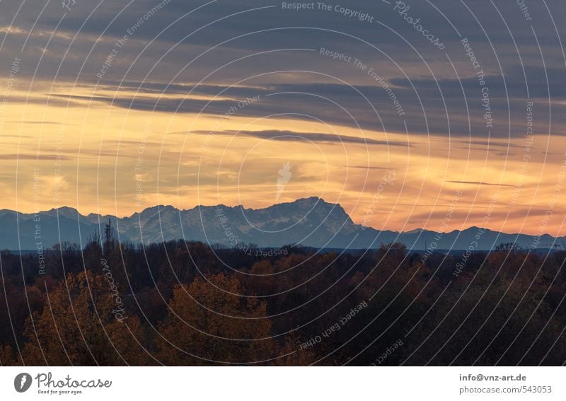 Alpenstimmung Umwelt Natur Landschaft Himmel Wolken Sonnenaufgang Sonnenuntergang Wetter Wald Felsen Berge u. Gebirge gelb Stimmung Farbfoto Außenaufnahme