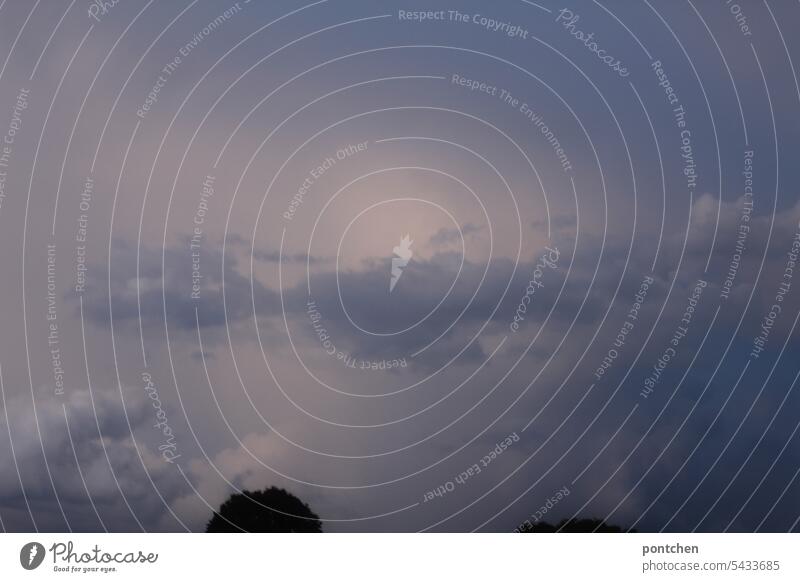 bewölkter himmel und baum. gewitter wolkenverhangen dunkel Natur Himmel bedrohlich Unwetter Gewitterwolken schlechtes Wetter Sturm Außenaufnahme Landschaft