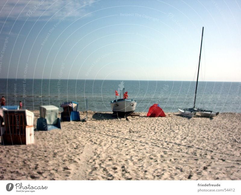 Ostsee, Zinnowitz August 2003 Strand Meer Strandkorb Wasserfahrzeug