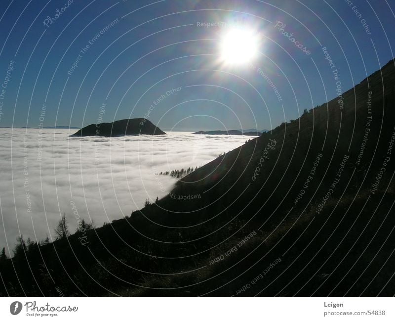 Über den Wolken 1 Herbst grün weiß Österreich Sonne Berge u. Gebirge Berg Hohe Veitsch Blauer Himmel steirmark