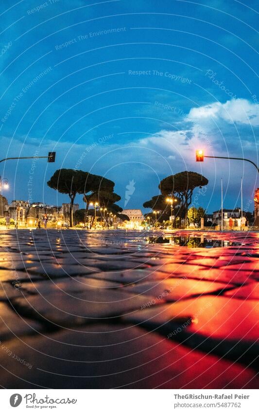 Rom bei Nacht - Denkmal in Abendstimmung Himmel Italien historisch Architektur Außenaufnahme Sehenswürdigkeit Europa Wahrzeichen Tourismus