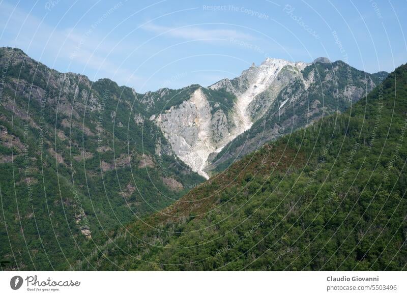 Landschaft entlang der Straße von Arni, von Garfagnana nach Alpi Apuane Castelnuovo di Garfagnana Europa Italien Lucca Toskana Farbe Tag Murmel Berge u. Gebirge