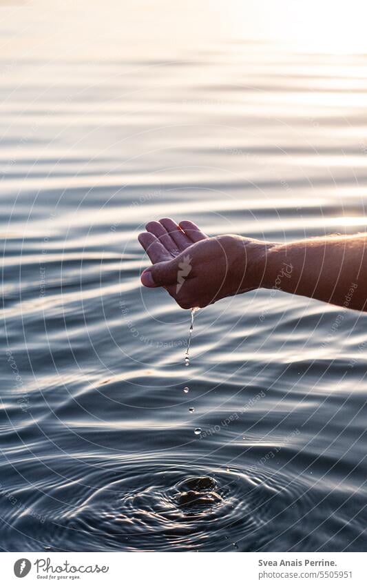 Hand im Wasser Wassersport Wassertropfen klares Wasser See Seeufer Sommer Sport Außenaufnahme Erholung Freizeit & Hobby Natur Ferien & Urlaub & Reisen