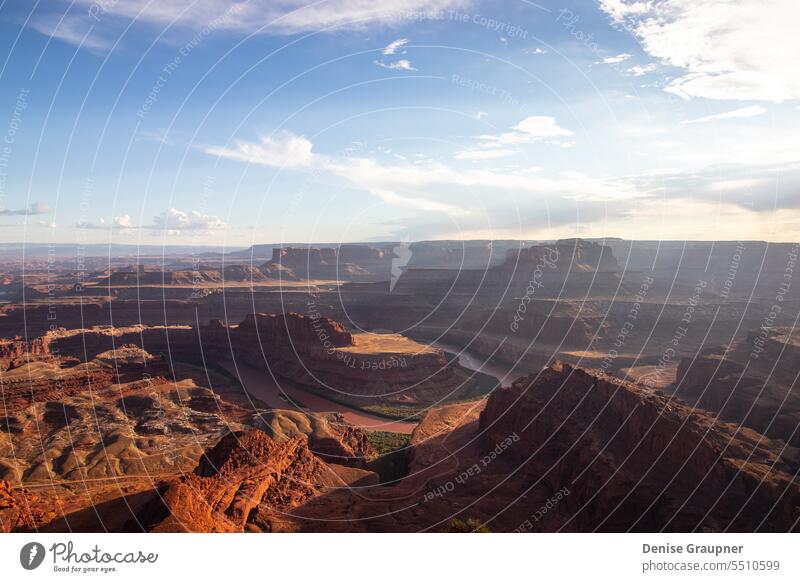 Abenddämmerung im Dead Horse Point State Park USA Natur wüst Felsen Utah Schlucht im Freien Moab Canyonlands Wildnis Sonnenuntergang Tal Landschaft übersehen