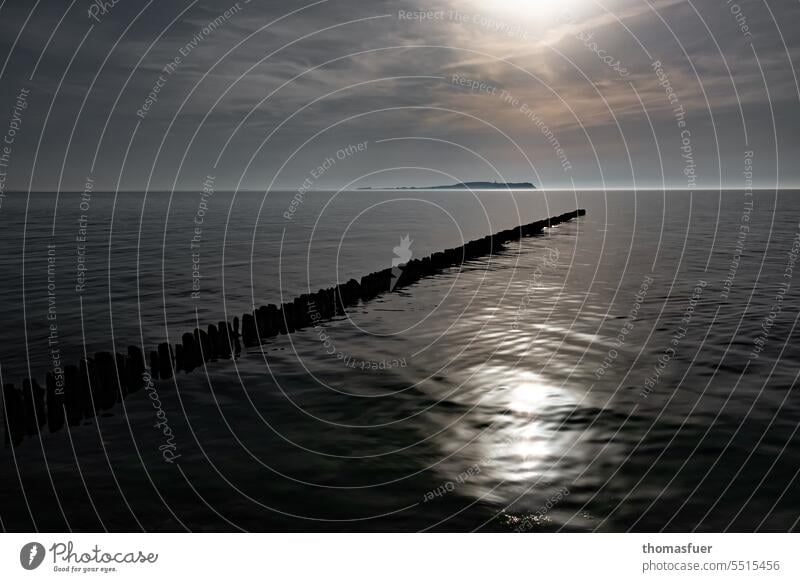 Insel Hiddensee in nachlassendem Nebel - leicht schwarz mit Reflexen Aussicht genießen Weite Sommer Ostsee Orientierung Ruhe Einsamkeit Fernweh Landschaft