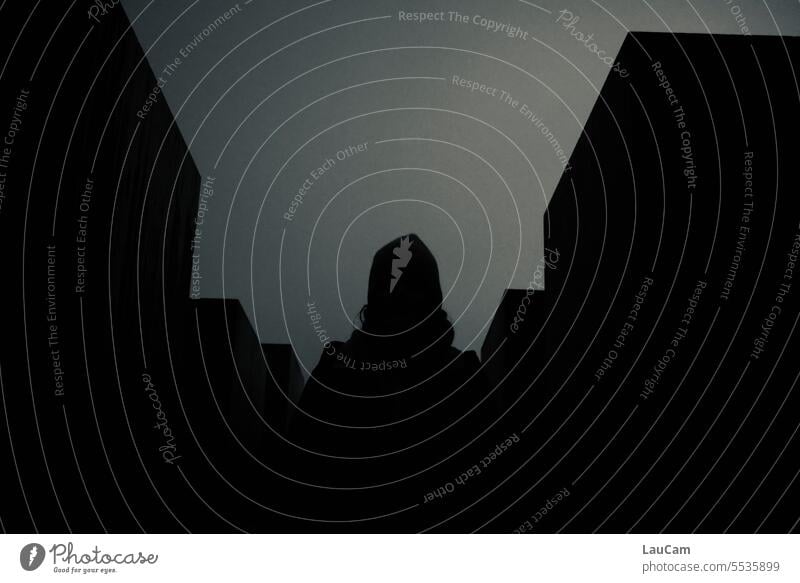 Foto am kürzesten und dunkelsten Tag im Jahr - Winteranfang düster Dunkelheit Schatten Silhouette unheimlich schwarz grau Umriss Himmel dunkler Himmel