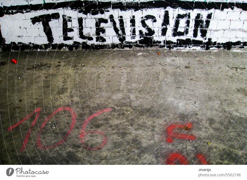 Glotze Graffiti Fernsehen Fernsehen schauen Medien Filmindustrie Entertainment Programm Technik & Technologie retro altmodisch Unterhaltungselektronik