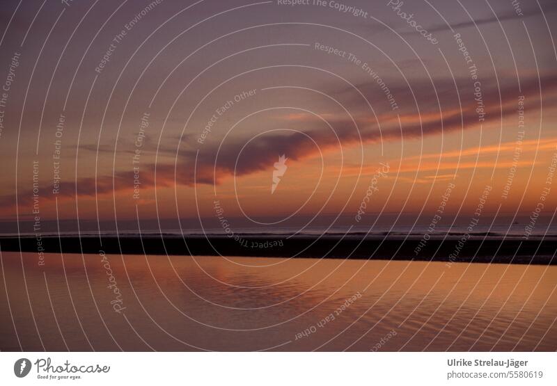 Sonnenuntergang auf Wangerooge Abendstimmung Abendlicht Dämmerung Landschaft Licht Ruhe Himmel Stimmung ruhig Abenddämmerung stimmungsvoll besonderes Licht