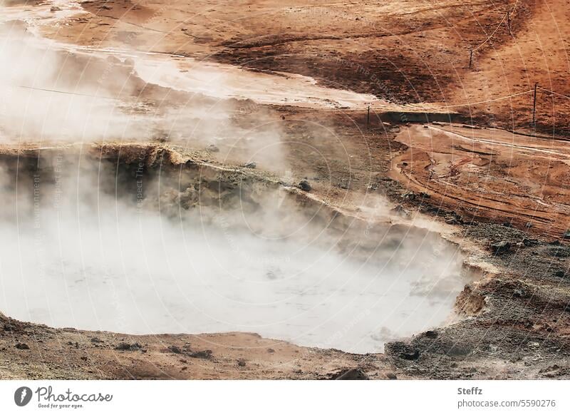 Solfatarenfeld, Naturerlebnis auf Island Schwefeldampf dampfen geothermal Geothermalgebiet Geothermie Vulkanwärme Dampf Geruch höllisch Erdwärme uralt