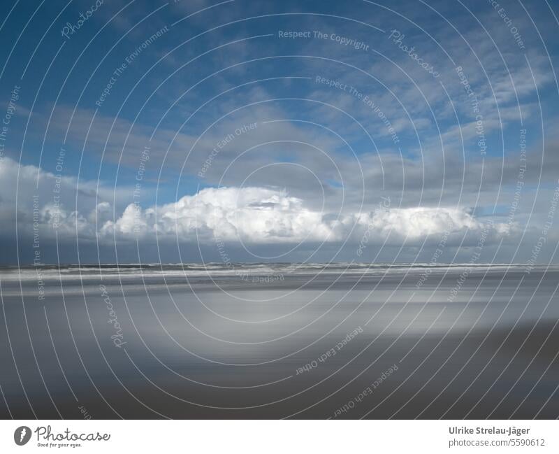 Ameland | Strand, Meer und Wolken in weichem Licht Küste Himmel Meereslandschaft Landschaft Wasser Küstenlinie Horizont malerisch Urlaub idyllisch harmonisch