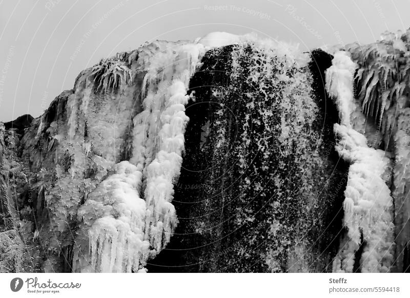 Wasserfall Gufufoss auf Island isländisch Islandreise Islandbild Ostisland Ost-Island Eis frostig vereist frieren gefroren Kälte eisig frierend eisigkalt