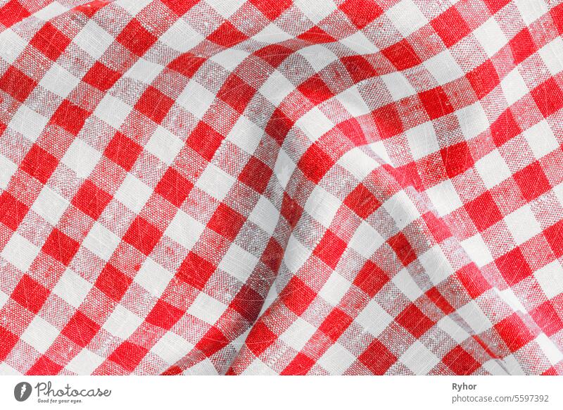 zerknitterter Stoff Print Scottish Square Cloth. Gingham Muster Tartan kariert Plaids. Pastellfarbene Hintergründe für Tischtücher, Kleider, Röcke, Servietten, Textildesign. Frühstück Natural Leinen Land Plaid Tartan Küche Stoff Material Abstrakt Check Textur...