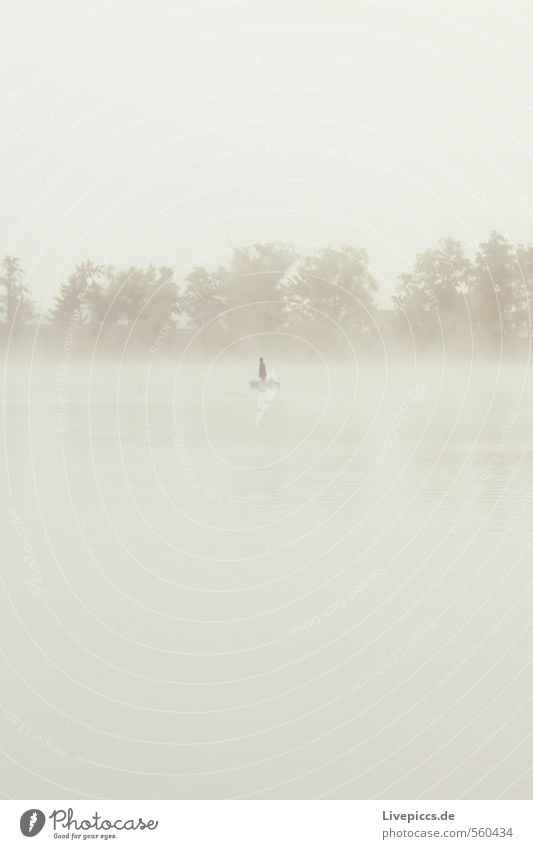 ...im Trüben fischen Freizeit & Hobby Angeln Mensch maskulin 1 Umwelt Natur Landschaft Wasser Himmel Wolken Herbst Wetter Nebel Pflanze Baum Seeufer