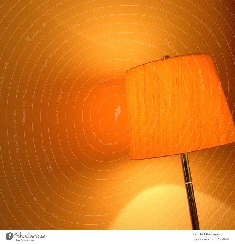 room service Innenarchitektur Lampe Raum Wohnzimmer Regenschirm hell rund gelb Wand Lampenschirm orange Innenaufnahme Strukturen & Formen Licht Schatten