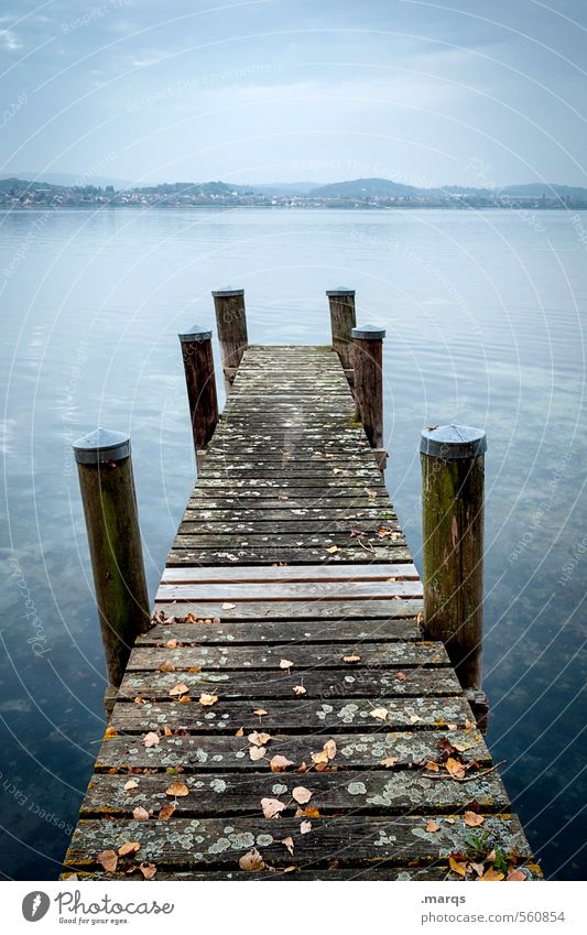 Steg Ferien & Urlaub & Reisen Ausflug Abenteuer Natur Landschaft Urelemente Wasser Himmel Horizont Schönes Wetter See Bodensee Holz Erholung kalt schön blau