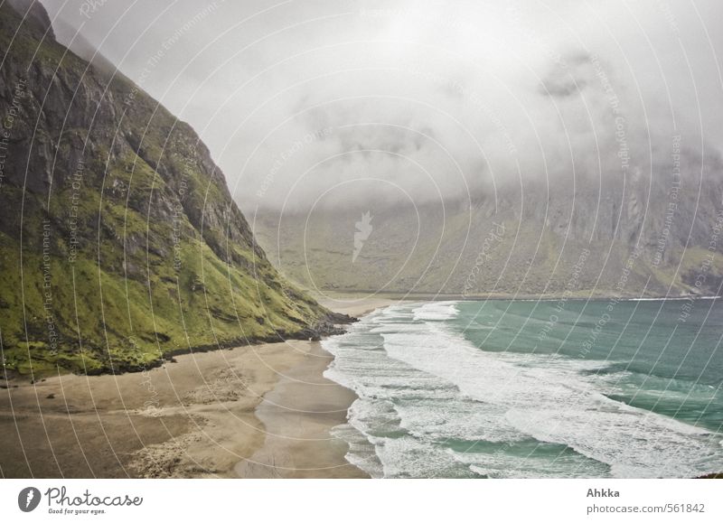 tief einatmen exotisch ruhig Ferien & Urlaub & Reisen Abenteuer Natur Landschaft Klima Unwetter Nebel Küste Strand Bucht Meer fantastisch Ferne Flüssigkeit frei