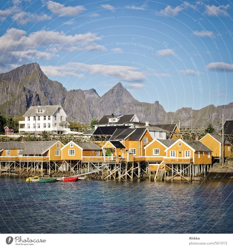 Lofoten XXIII harmonisch Ferien & Urlaub & Reisen Tourismus Ausflug Abenteuer Sommerurlaub Natur Landschaft Schönes Wetter Berge u. Gebirge Meer Fischerdorf