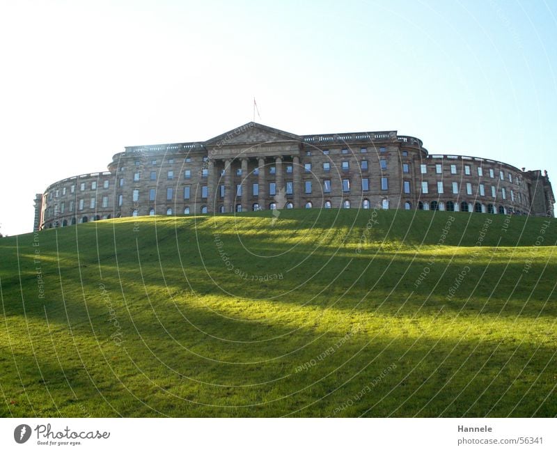 Majestätisch Wiese grün Panorama (Aussicht) Bad Wilhelmshöhe Park Burg oder Schloss Kassel Sonne Himmel Spaziergang köing Herkules groß