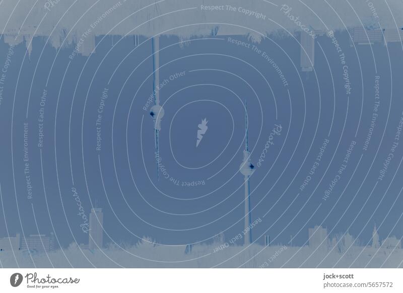 Oh Berlin, Berlin Berliner Fernsehturm Doppelbelichtung Negativbild Reaktionen u. Effekte Experiment abstrakt Silhouette außergewöhnlich Illusion Irritation